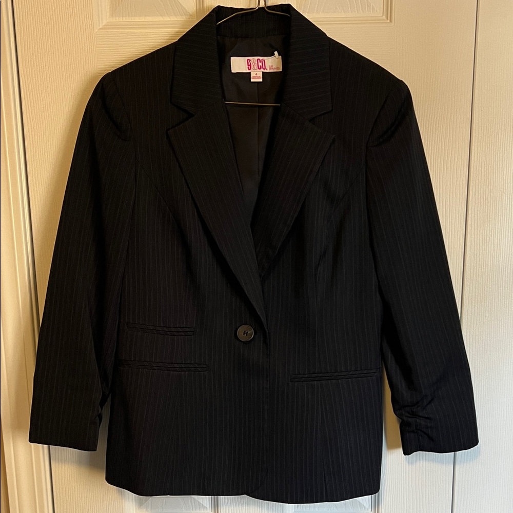 Elegant Navy Blue Pinstripe Blazer